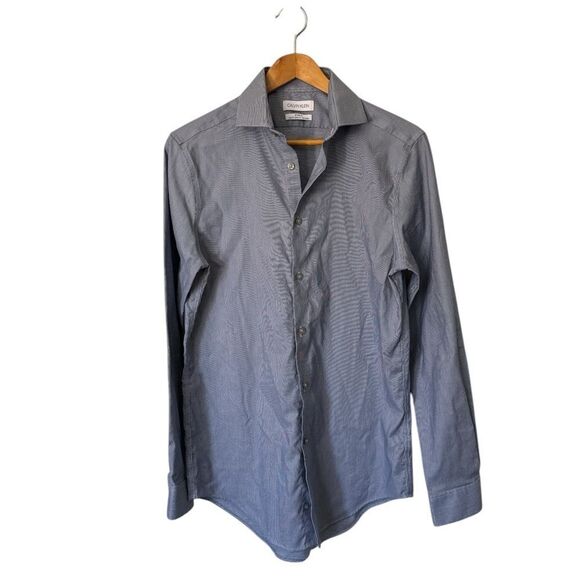 Calvin Klein Slim Fit Stretch Non-Iron Dress Shirt 14‎ 1/2 Blue Mens - Picture 1 of 11
